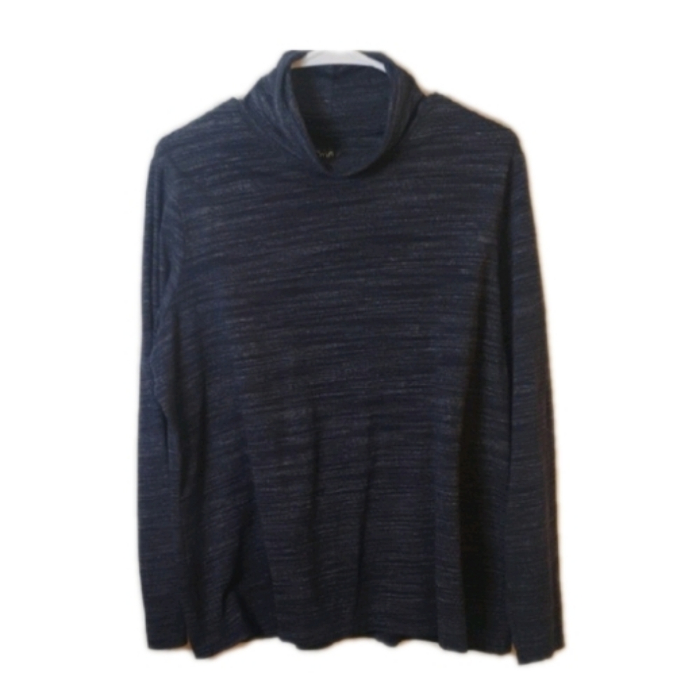 Croft & Barrow Women's Dark Blue And White Turtleneck Top Size XXL